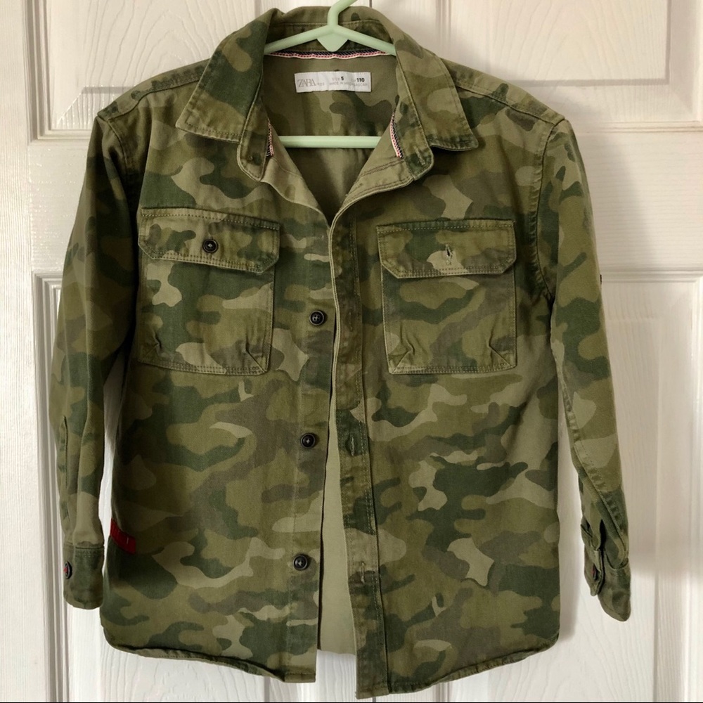 Zara Kids Army button down shirt